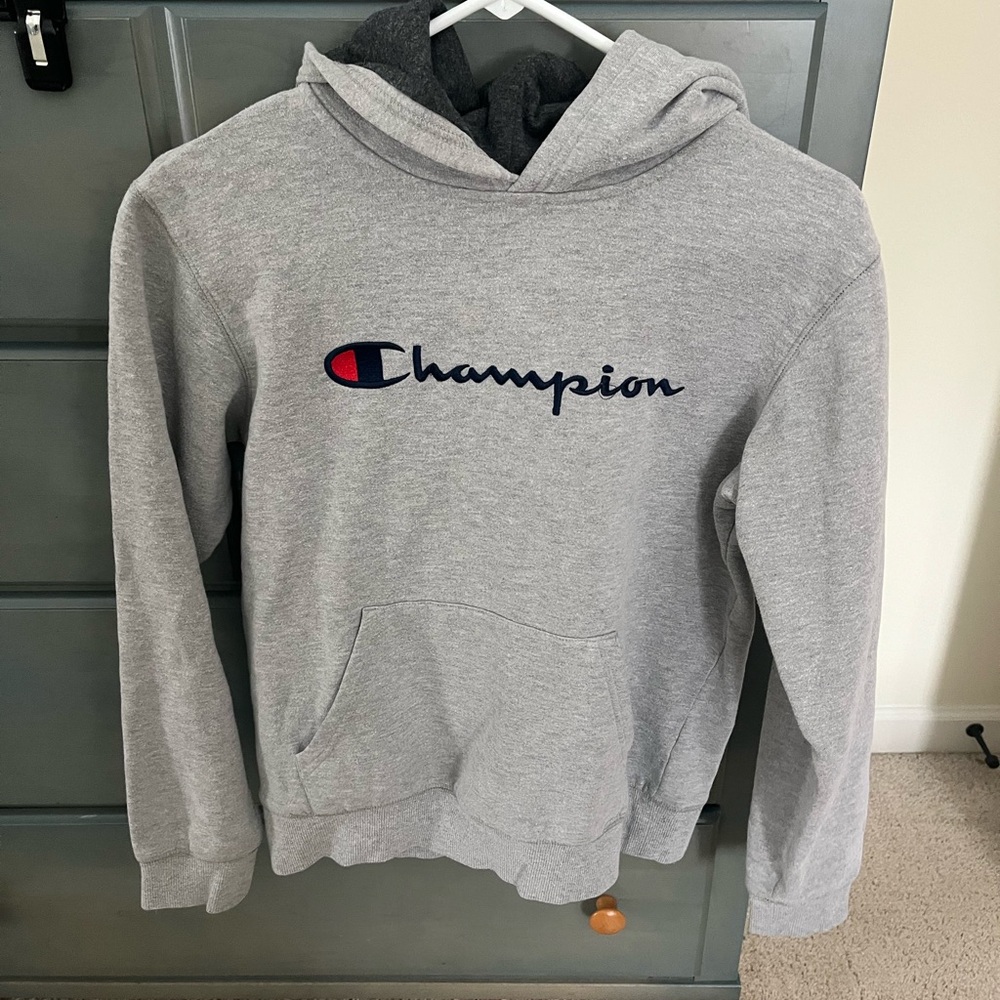 Kids Champion Gray Hoodie with Logo